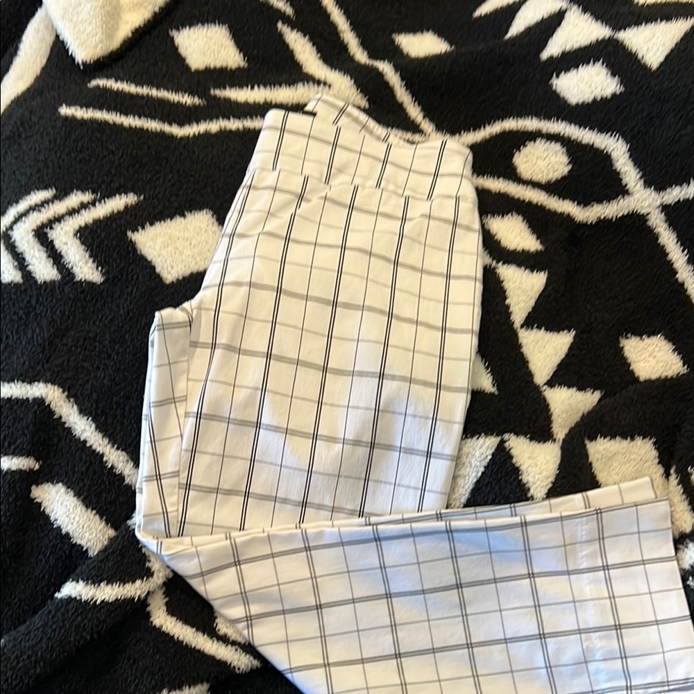 Zac & Rachel White and Black Grid Ankle Pants